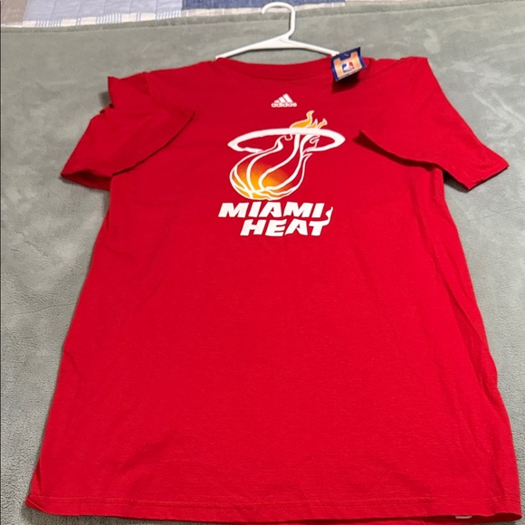 adidas Red Miami Heat Short Sleeve Tee - Picture 1 of 4